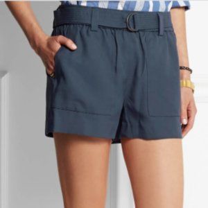 J. Crew Navy Drapey Belted Poplin Shorts M